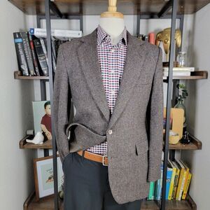 VTG Imperial Haggar Men's Tweed Sport Coat Blazer Two Button Brown Wool Size 40R